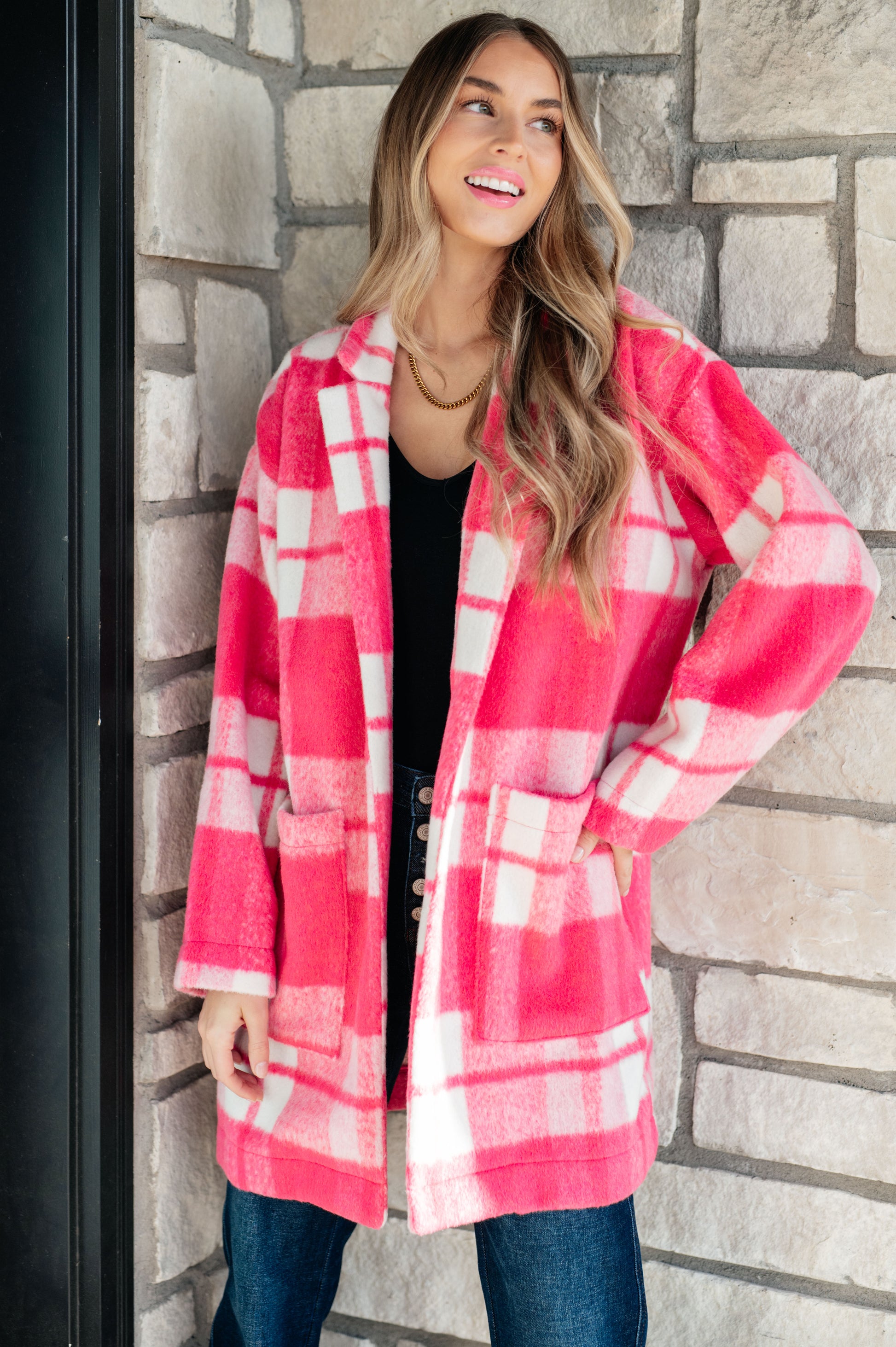 Pretty in Plaid Pink Coat - Redtop