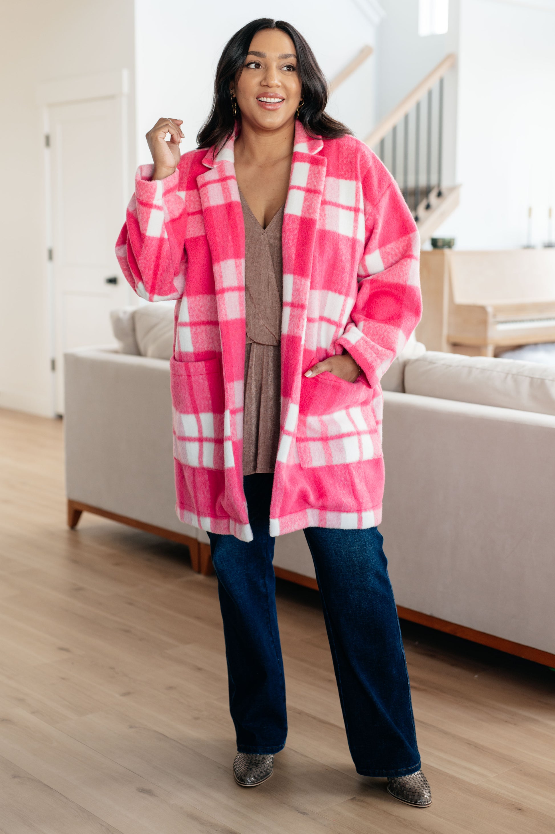 Pretty in Plaid Pink Coat - Redtop