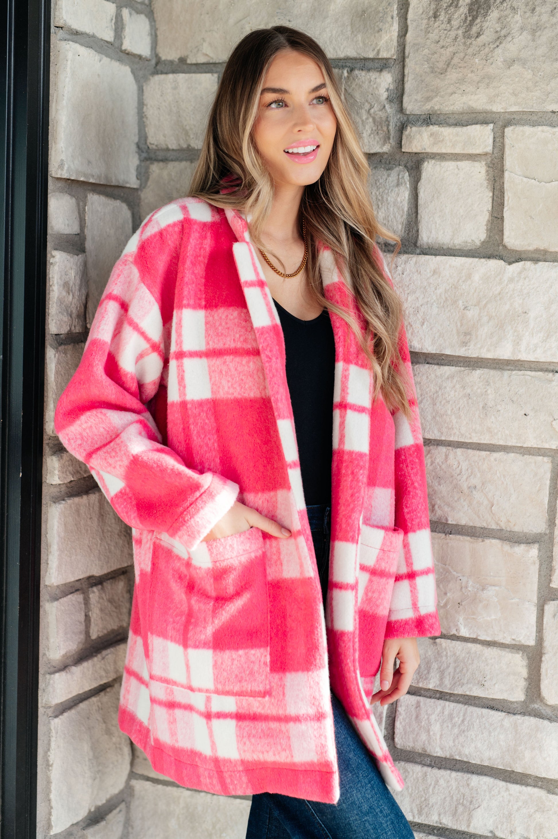 Pretty in Plaid Pink Coat - Redtop