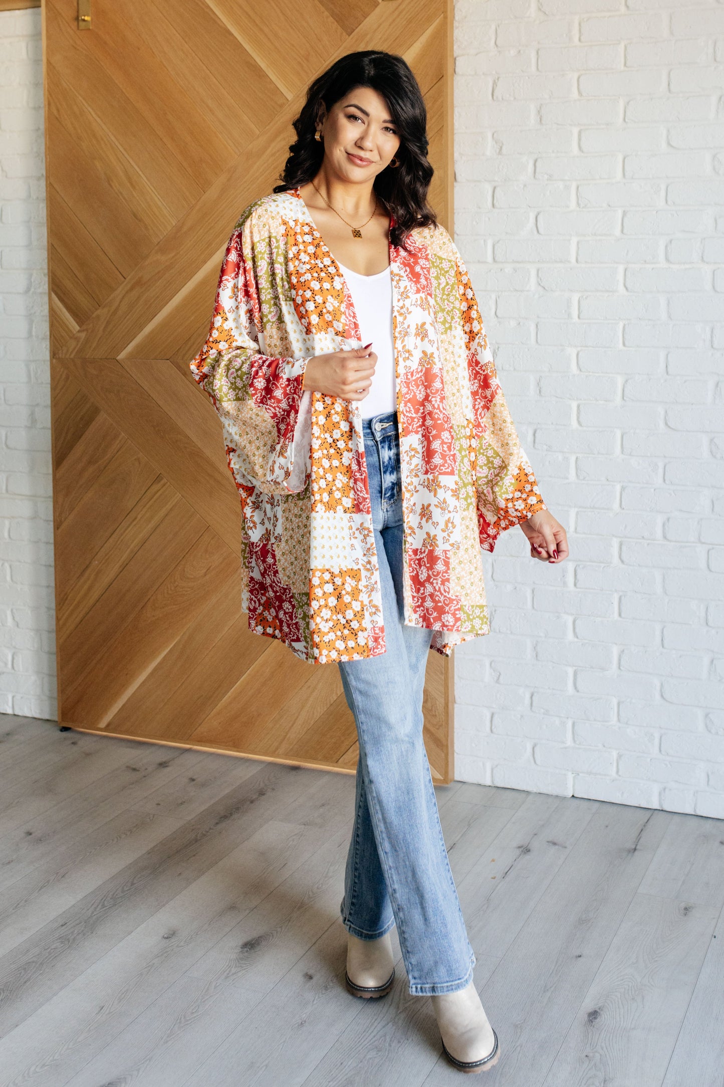 Blooming Mosaic Floral Kimono