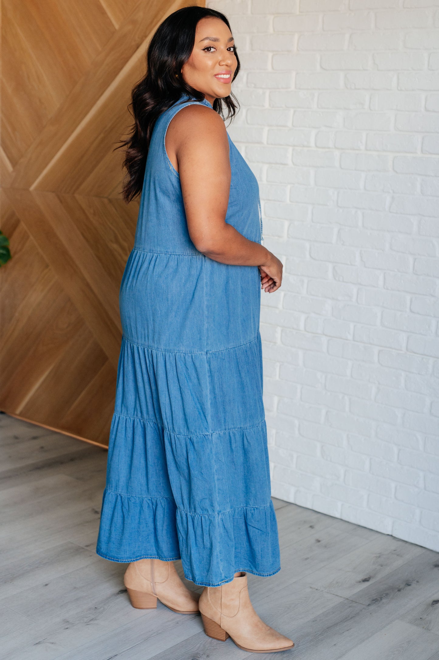 Signature Style Denim Maxi Dress - Redtop