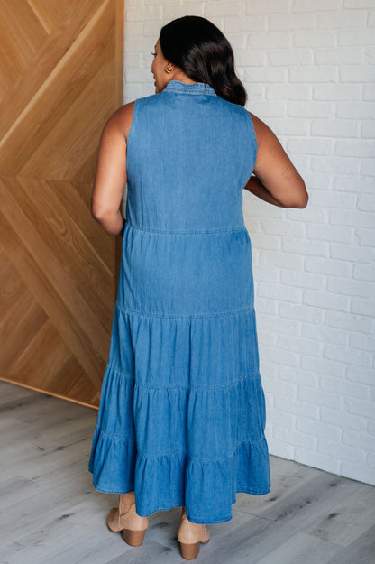 Signature Style Denim Maxi Dress - Redtop