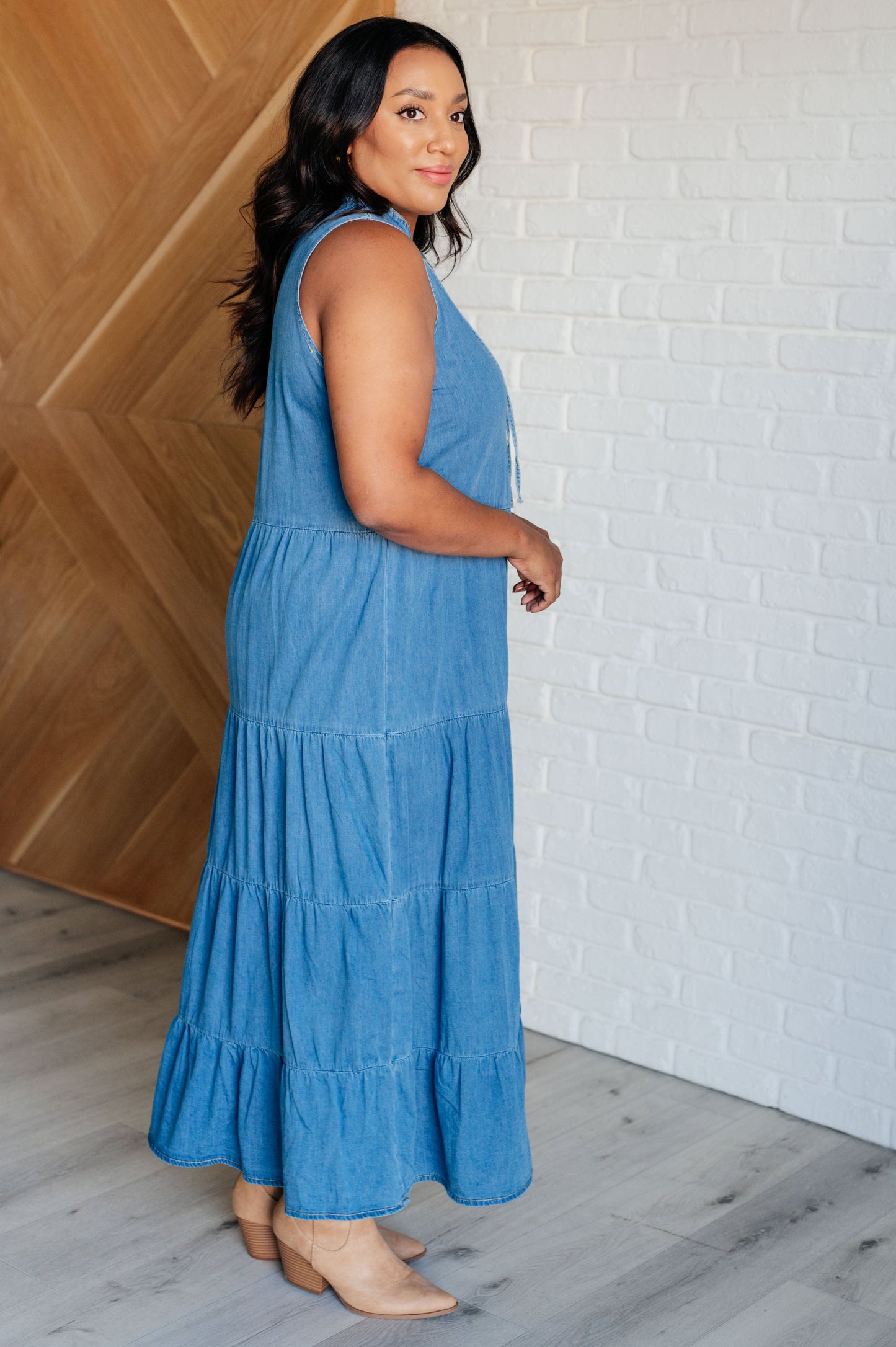 Signature Style Denim Maxi Dress - Redtop