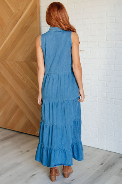 Signature Style Denim Maxi Dress - Redtop