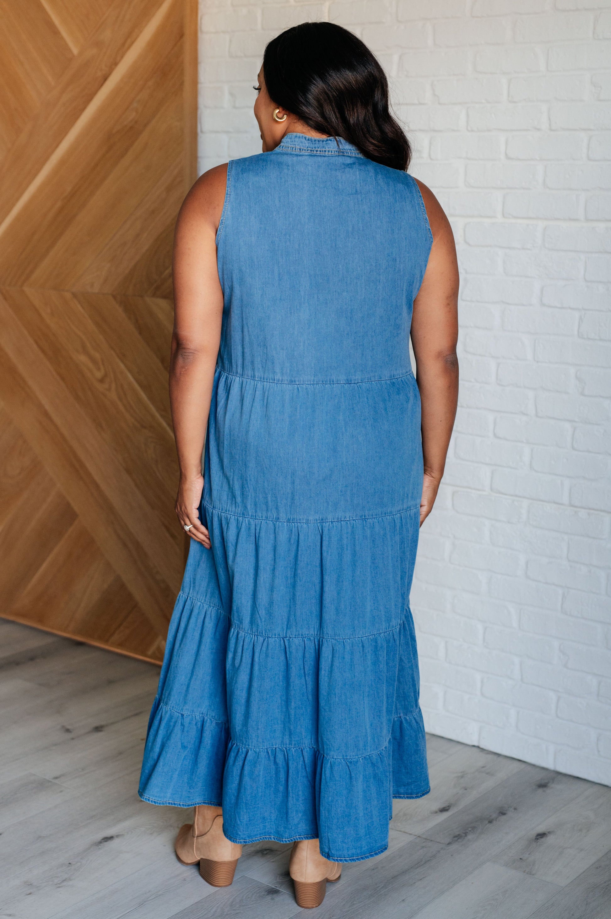 Signature Style Denim Maxi Dress - Redtop