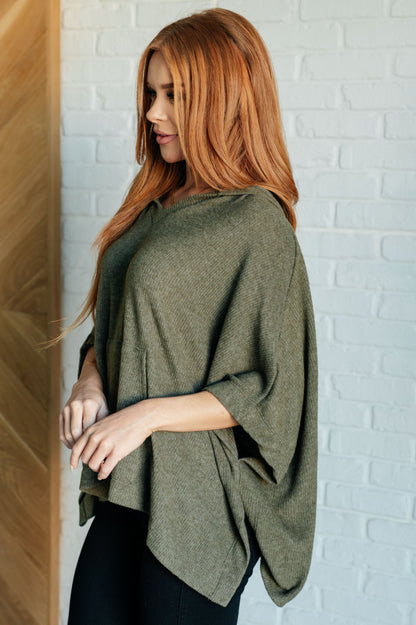 Effortless Flow Hooded Poncho in Olive