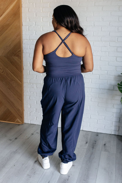 Pulse Racer Cut-Out Jumpsuit - Navy