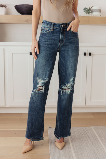 Dark Bloom 90’s Straight Jeans - Redtop