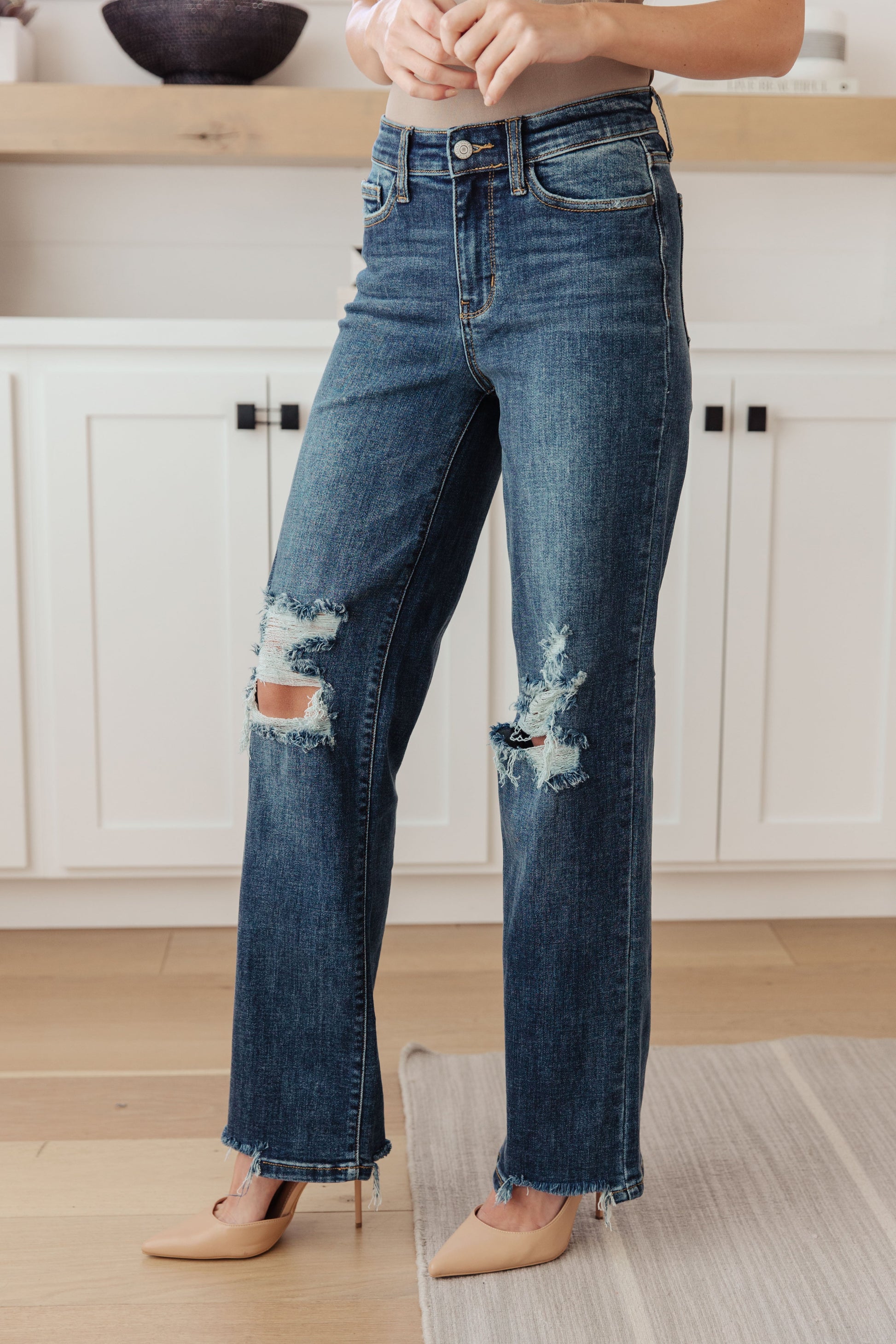 Dark Bloom 90’s Straight Jeans - Redtop