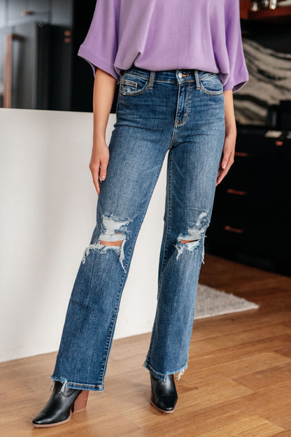 Dark Bloom 90’s Straight Jeans - Redtop