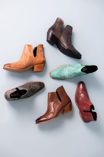 Saddle Up Leather Booties - Turquoise