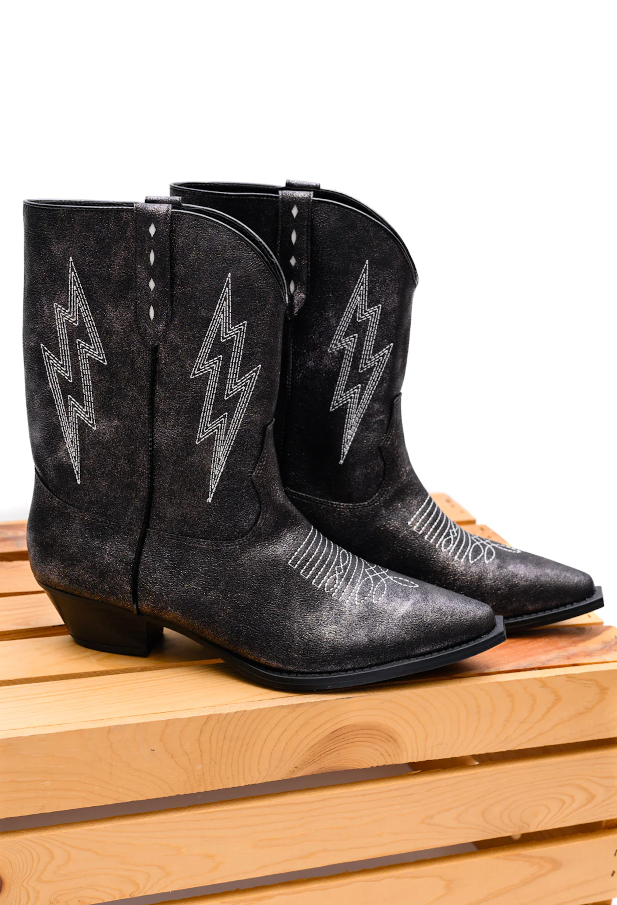 Starlight Western Metallic Boots - Black