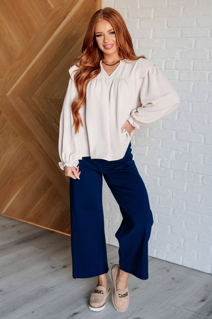 Sculpted Style Balloon Sleeve Blouse - Redtop