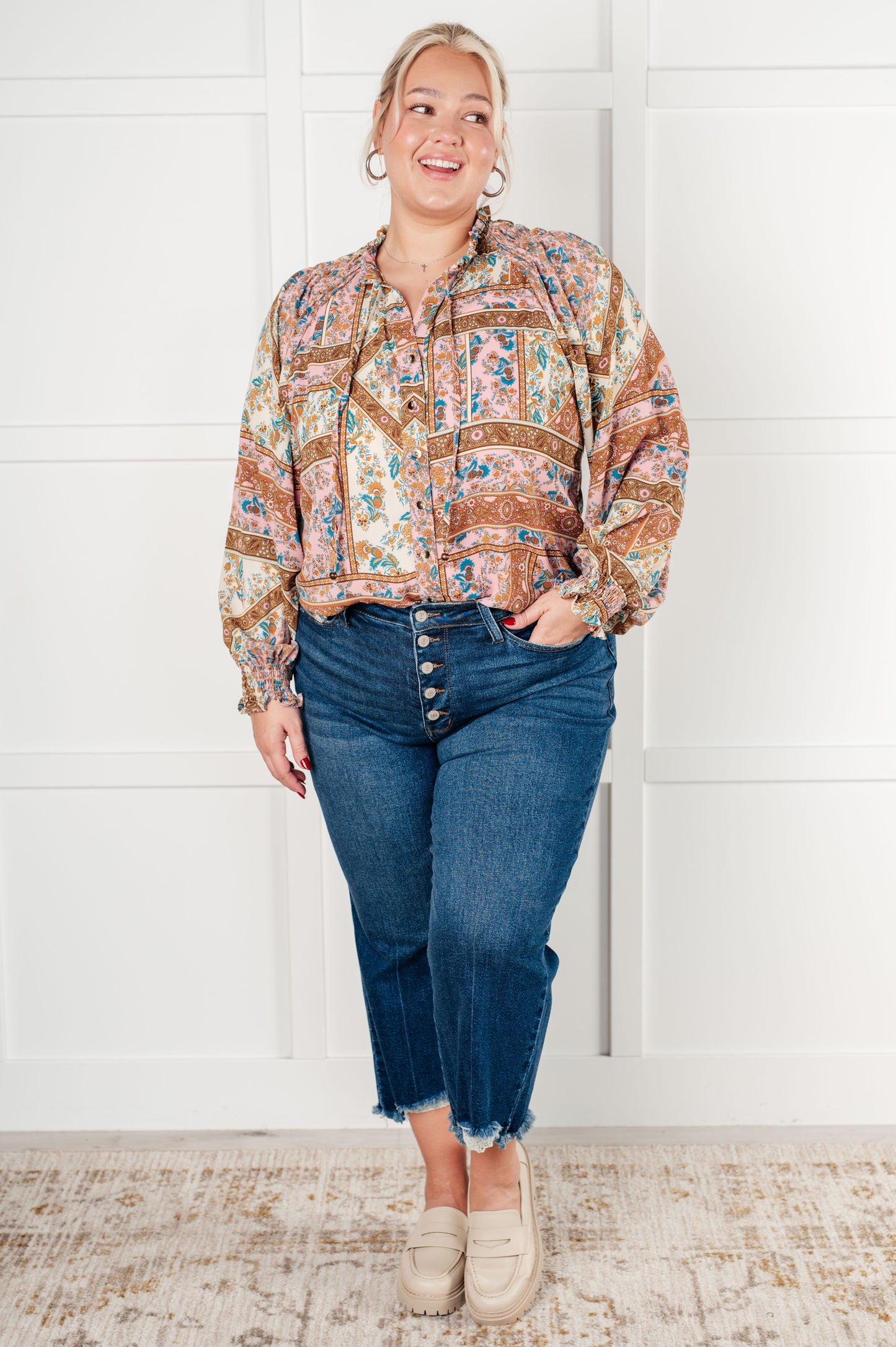 Confident Charm Mixed Print Blouse