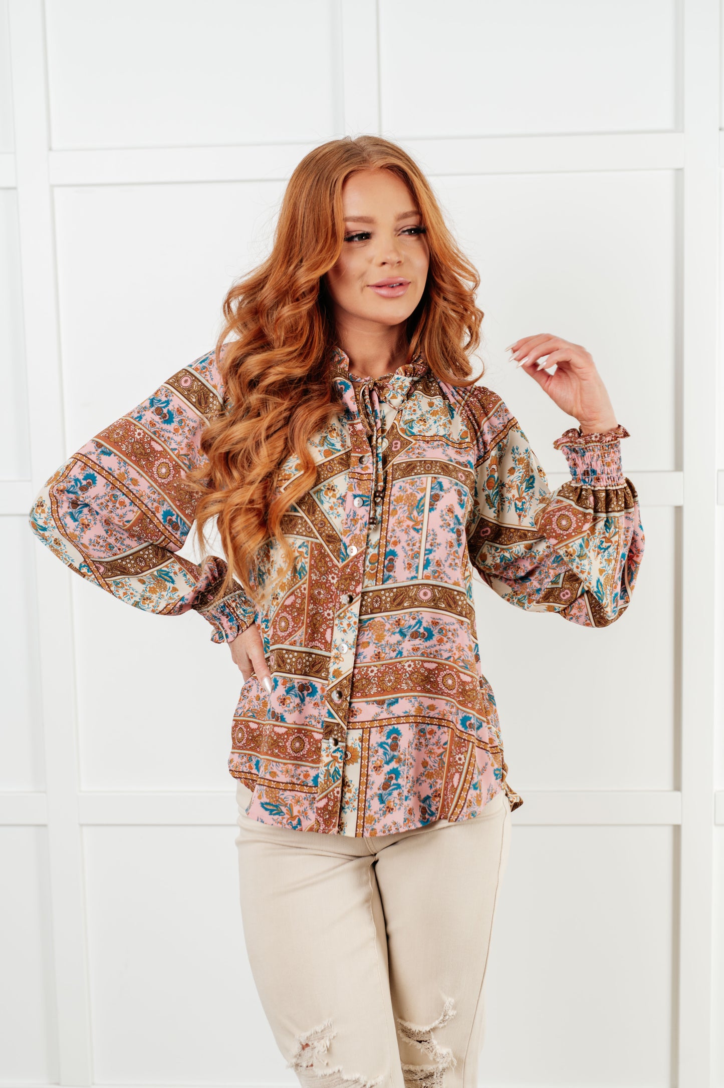 Confident Charm Mixed Print Blouse