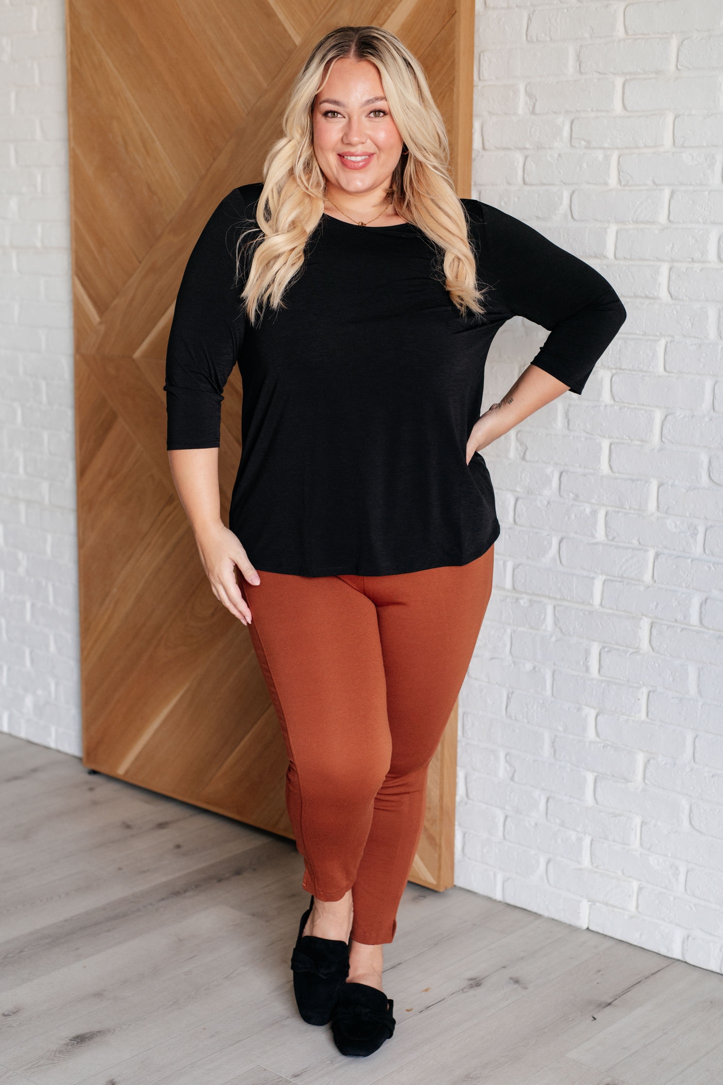 Iconic Black Round Neck Blouse - Redtop