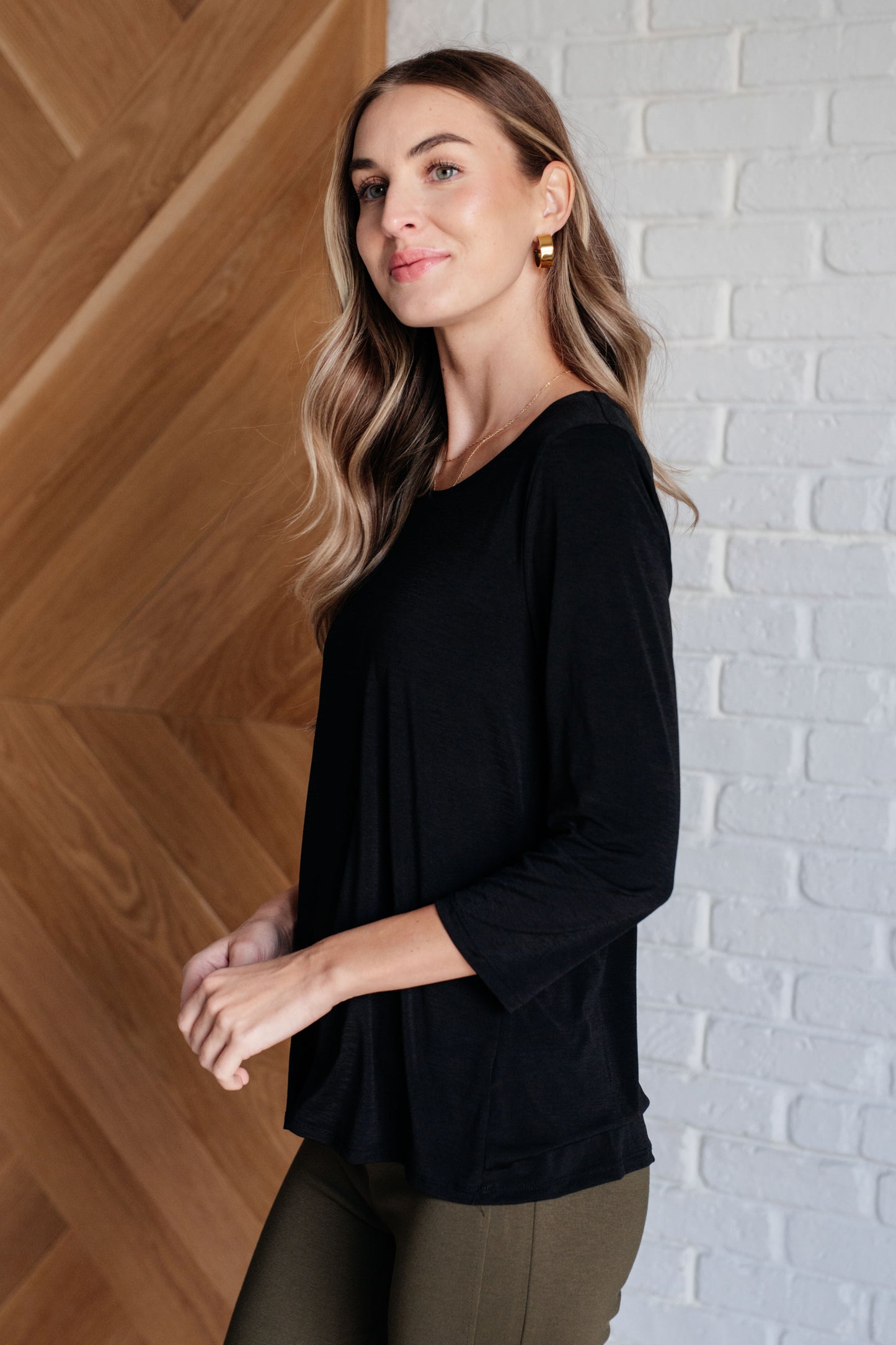 Iconic Black Round Neck Blouse - Redtop