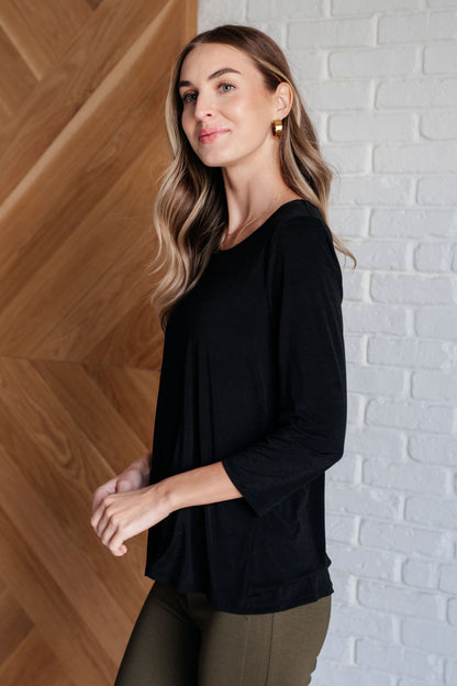 Iconic Black Round Neck Blouse - Redtop