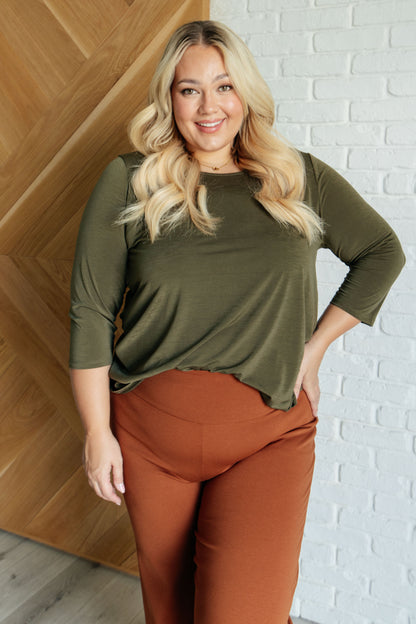 Iconic Olive Round Neck Blouse - Redtop