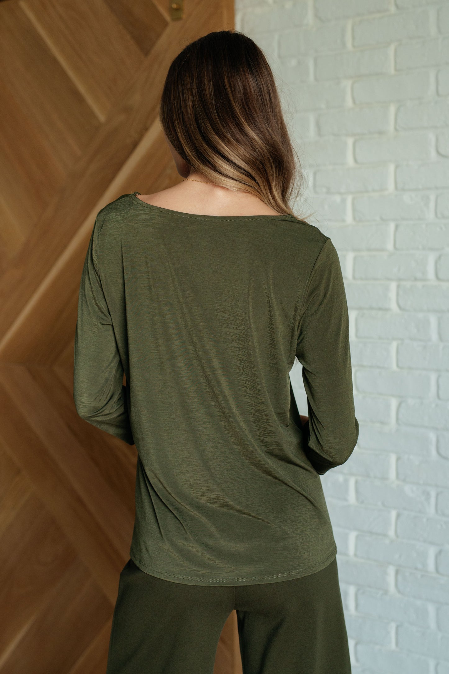 Iconic Olive Round Neck Blouse - Redtop