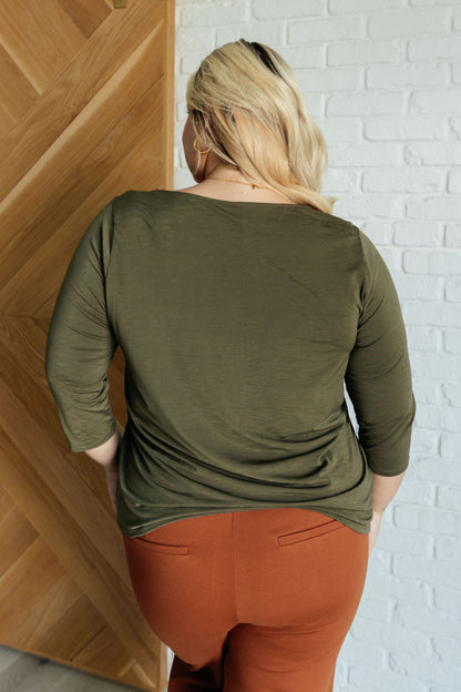 Iconic Olive Round Neck Blouse - Redtop