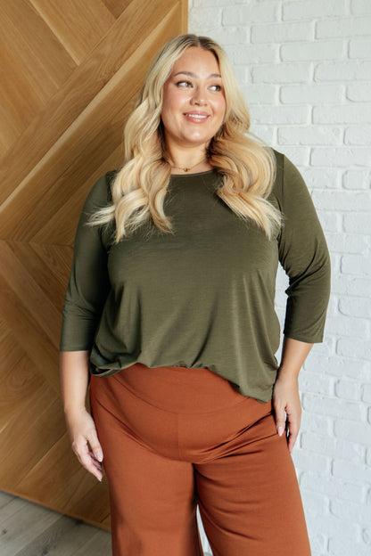 Iconic Olive Round Neck Blouse - Redtop