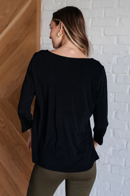 Iconic Black Round Neck Blouse - Redtop