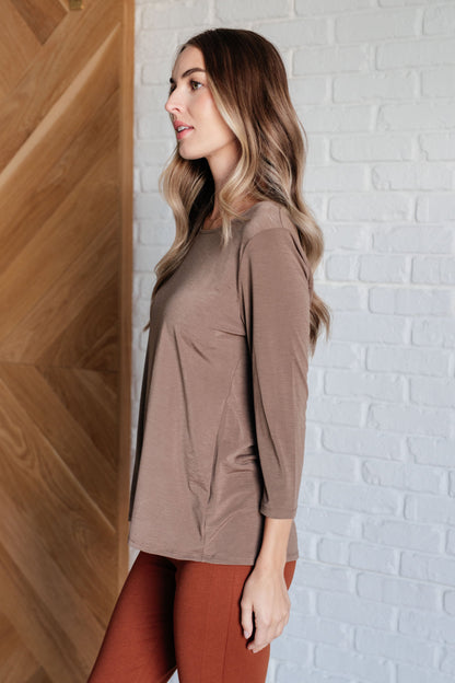 Iconic Cocoa Round Neck Blouse - Redtop