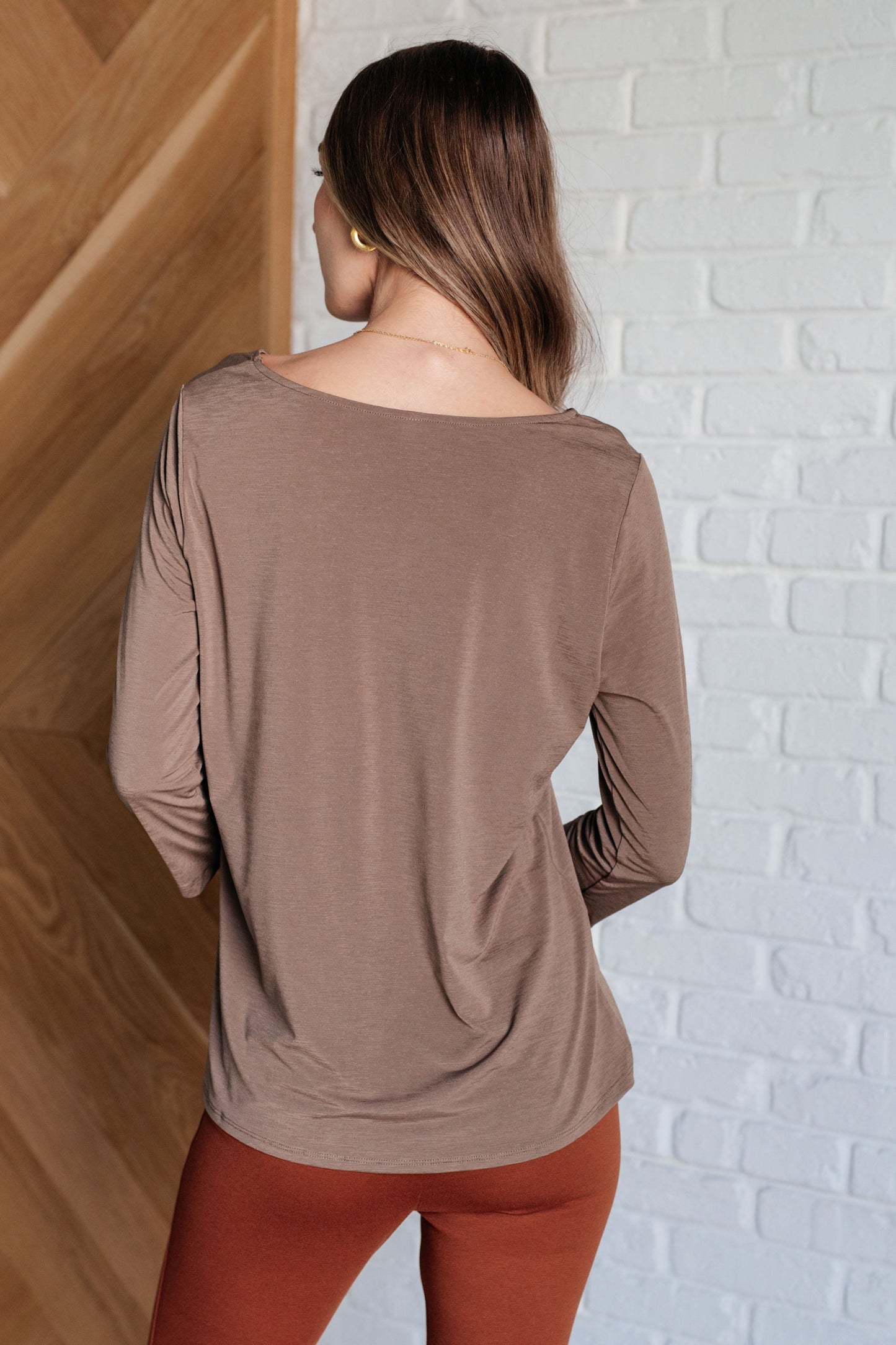 Iconic Cocoa Round Neck Blouse - Redtop