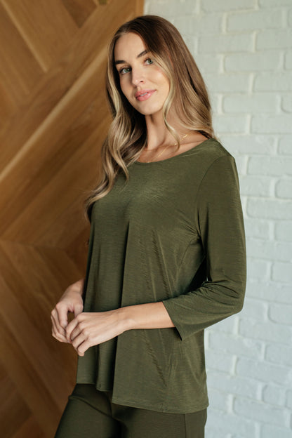 Iconic Olive Round Neck Blouse - Redtop