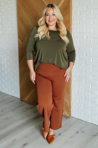 Iconic Olive Round Neck Blouse - Redtop