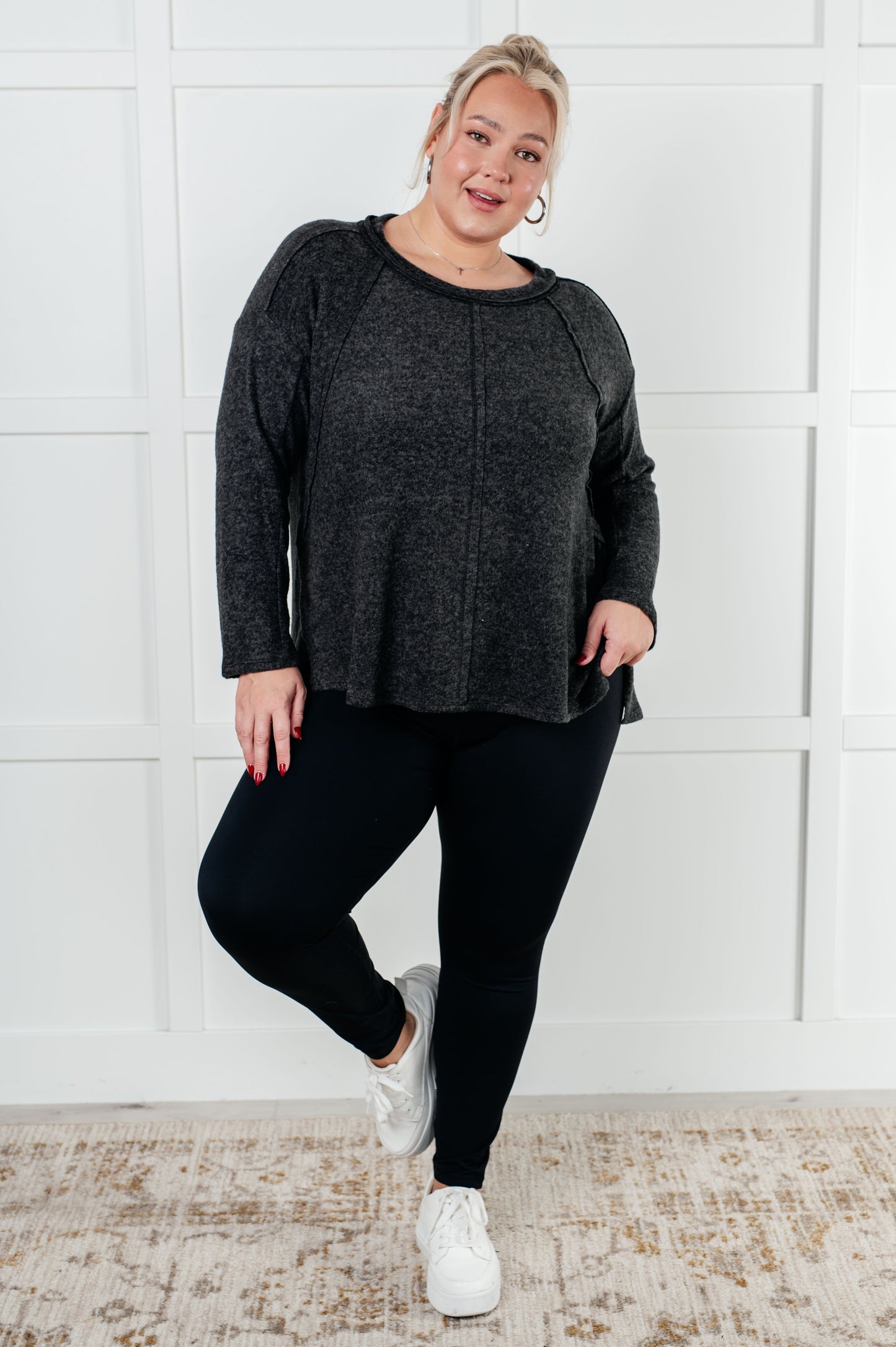 Effortless Chic Brushed Hacci Black Sweater