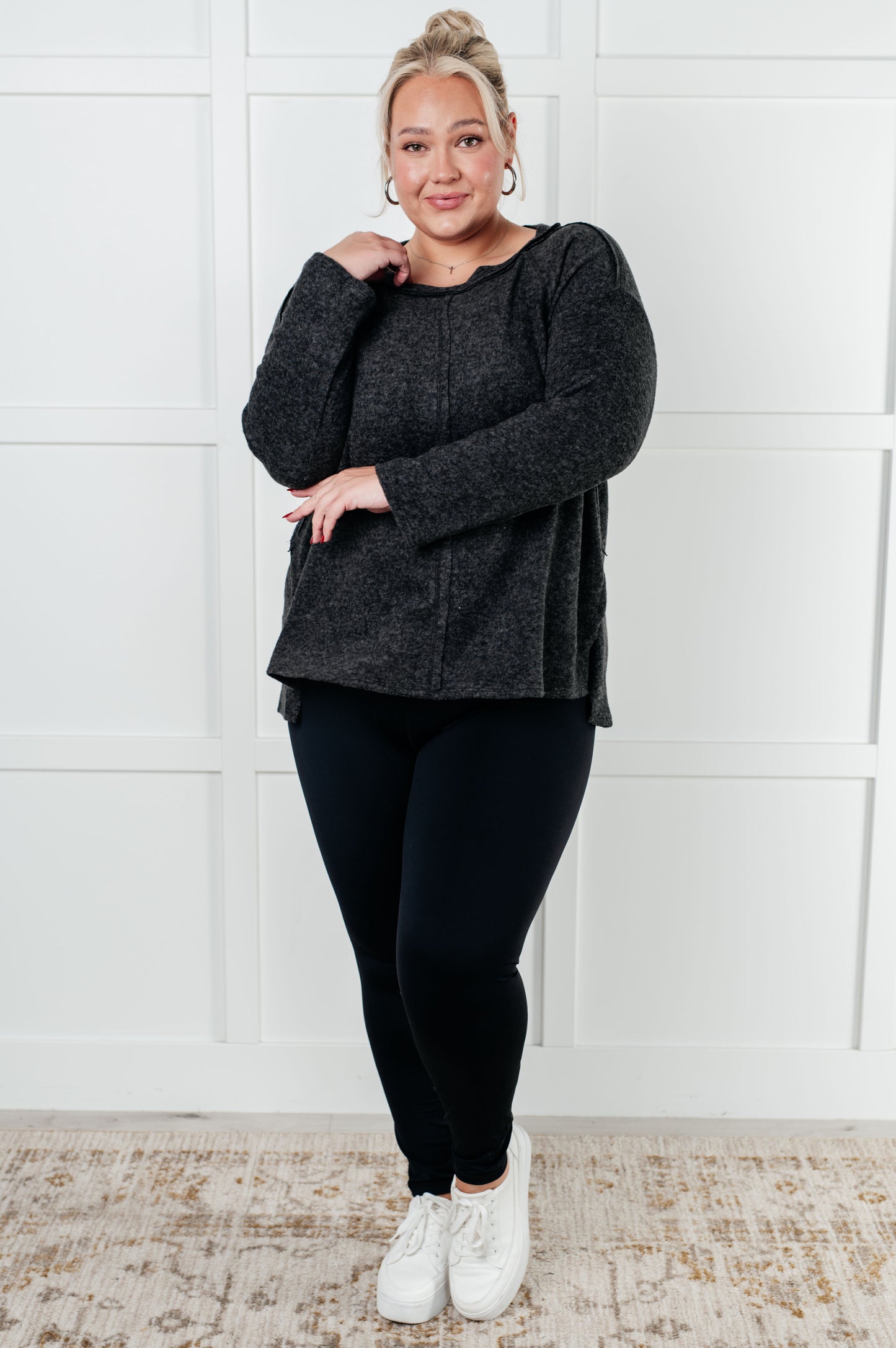 Effortless Chic Brushed Hacci Black Sweater