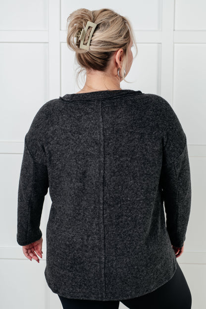 Effortless Chic Brushed Hacci Black Sweater