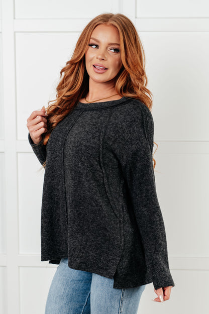 Effortless Chic Brushed Hacci Black Sweater