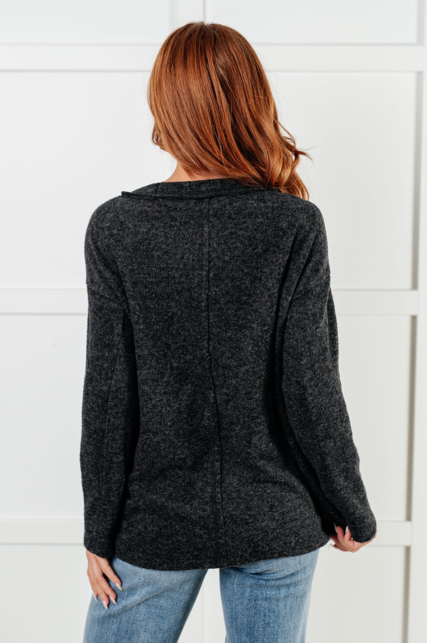 Effortless Chic Brushed Hacci Black Sweater