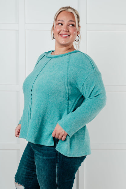 Effortless Chic Brushed Hacci Dusty Teal Sweater