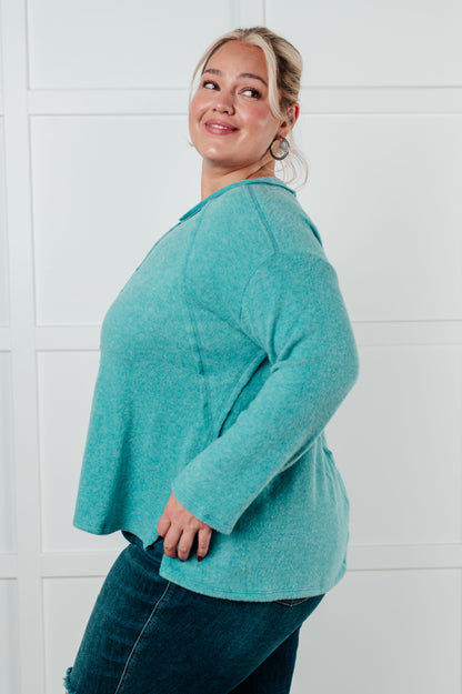 Effortless Chic Brushed Hacci Dusty Teal Sweater