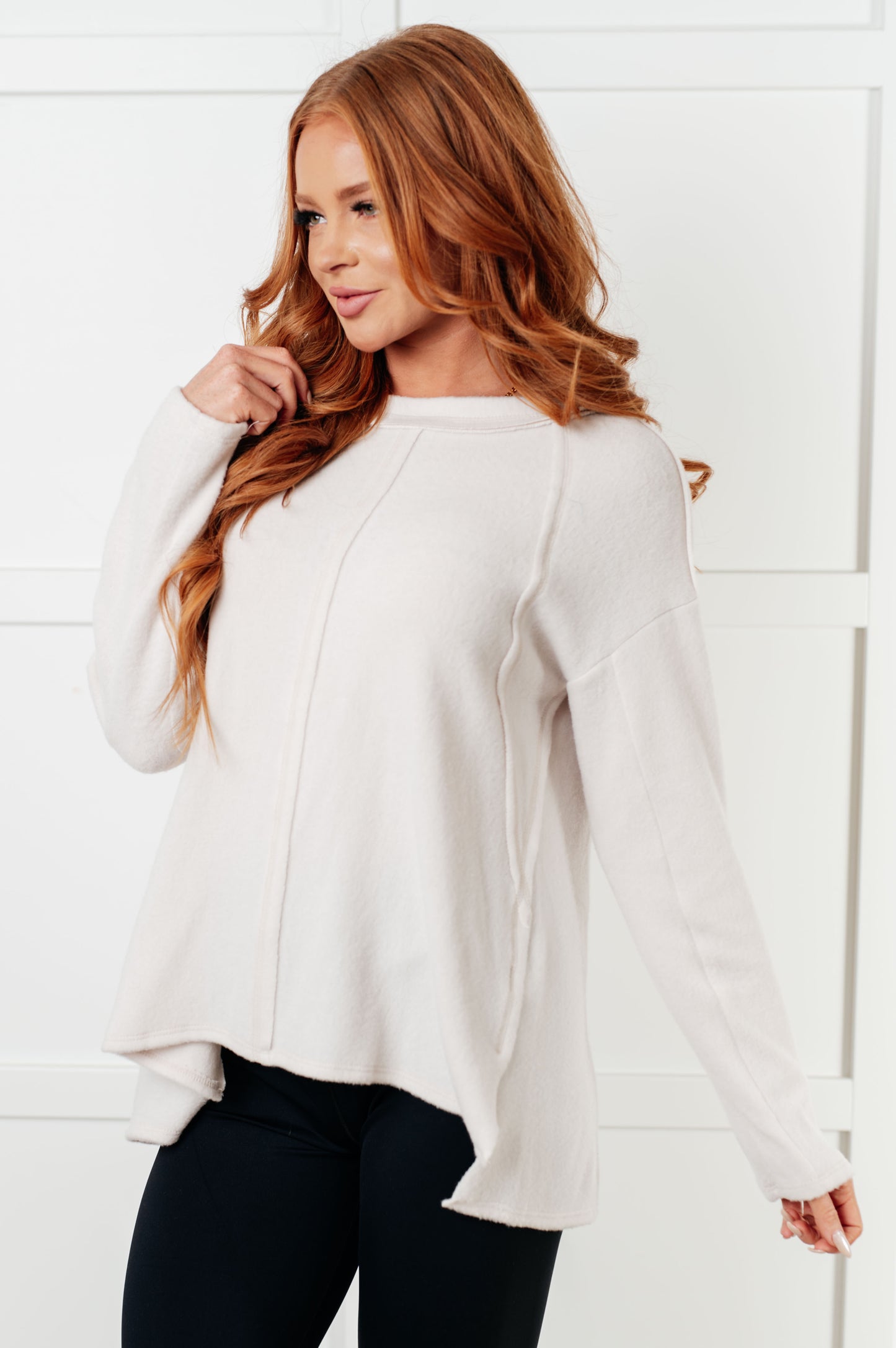 Effortless Chic Brushed Hacci Sand Beige Sweater