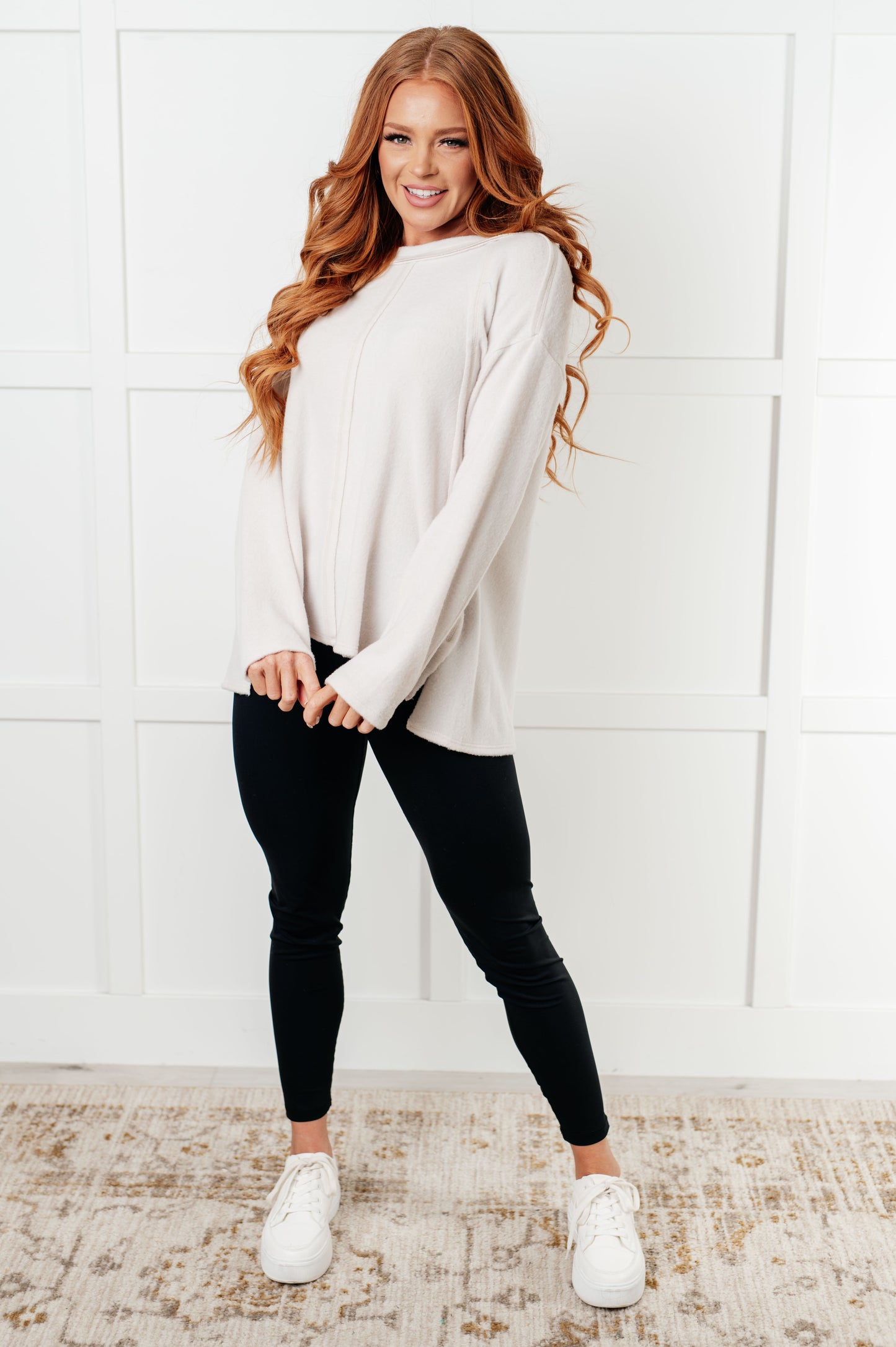 Effortless Chic Brushed Hacci Sand Beige Sweater