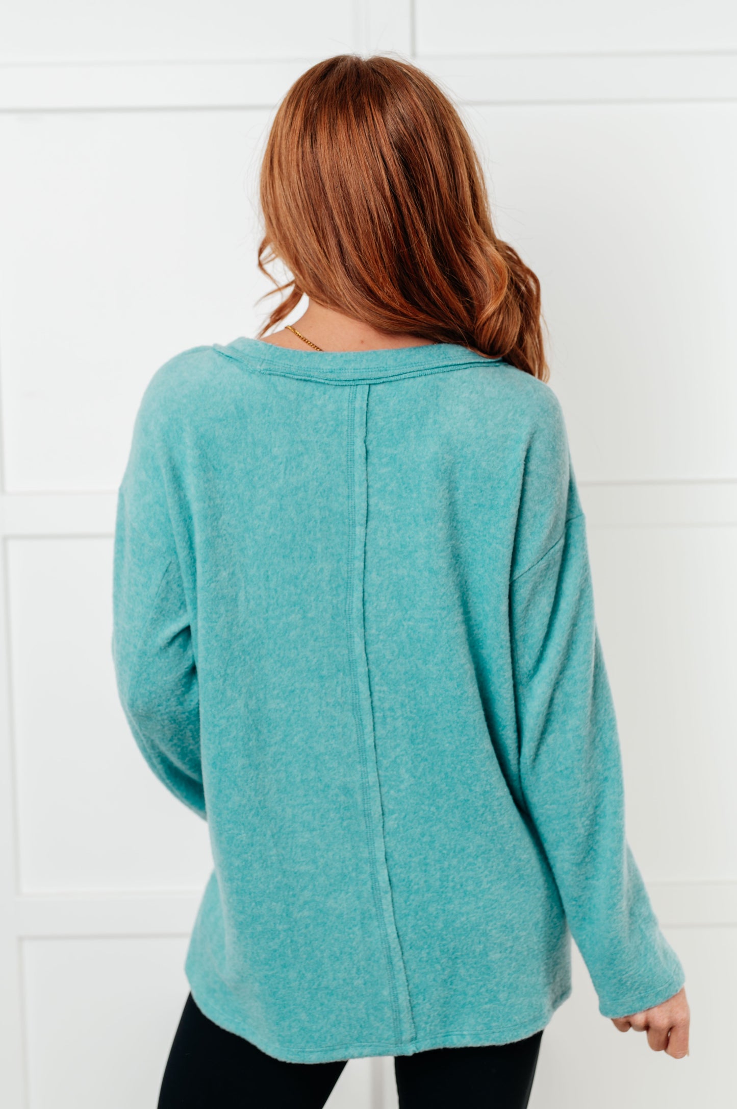 Effortless Chic Brushed Hacci Dusty Teal Sweater