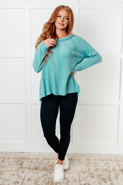 Effortless Chic Brushed Hacci Dusty Teal Sweater