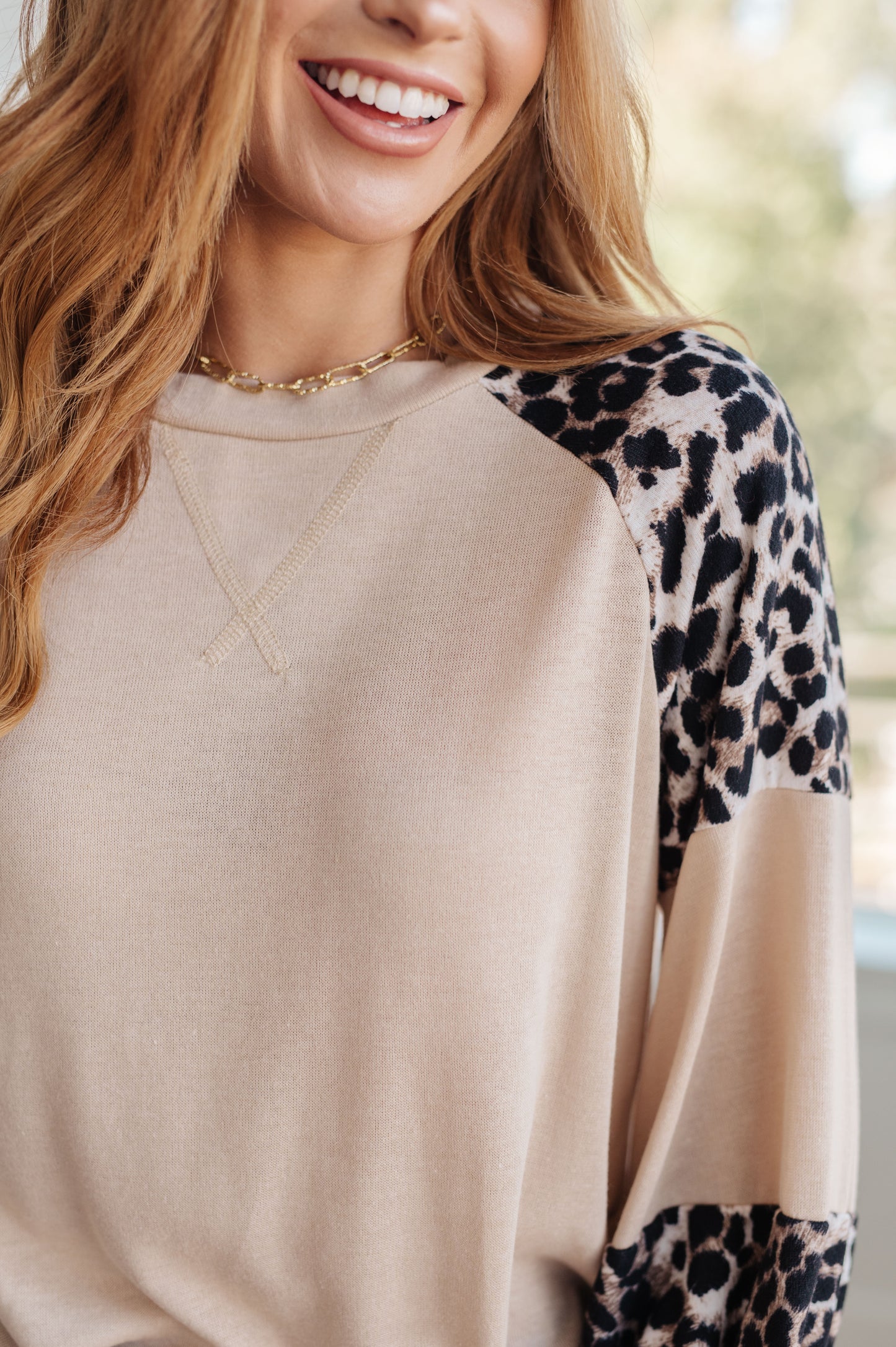 Savanna Style Animal Print Long Sleeve Top - Redtop