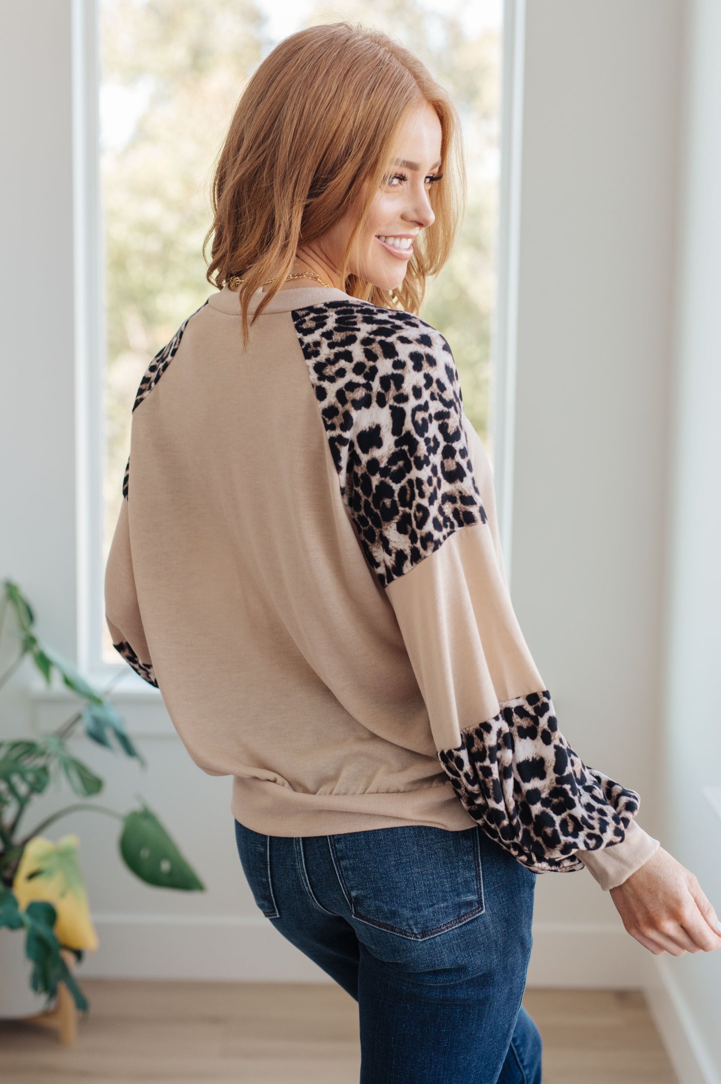 Savanna Style Animal Print Long Sleeve Top - Redtop