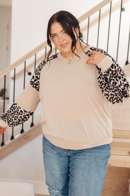 Savanna Style Animal Print Long Sleeve Top - Redtop