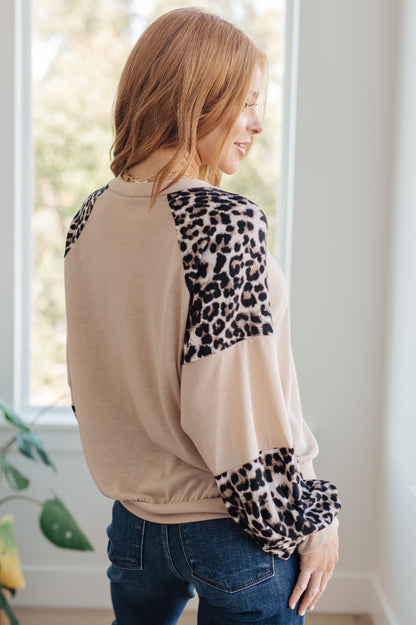 Savanna Style Animal Print Long Sleeve Top - Redtop