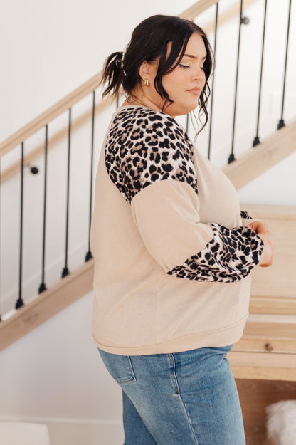 Savanna Style Animal Print Long Sleeve Top - Redtop