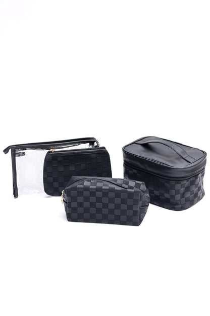 ChicCheck Cosmetic Bag Collection - 4-Piece Black Edition