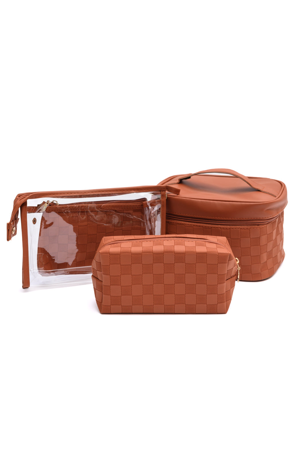 ChicCheck Cosmetic Bag Collection - 4-Piece Brown Edition