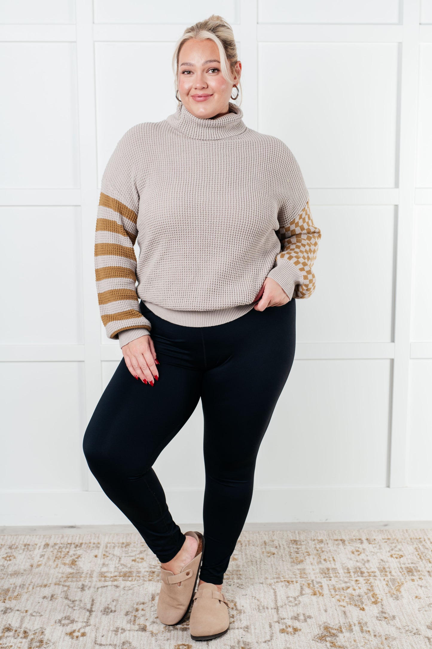 Cozy Patchwork Turtleneck Sweater